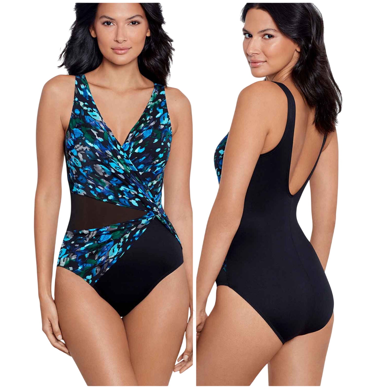 Miraclesuit Nwt Circe One Piece Swimsuit Sophisticat Size 10 Mesh Panel Slimming